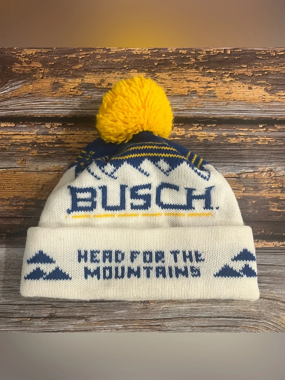 Vintage BUSCH BEER HEAD FOR THE MOUNTAINS Unisex Beanie Cap